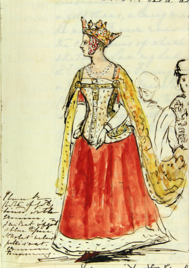 drawing from Queen Victoria's diary of a costume