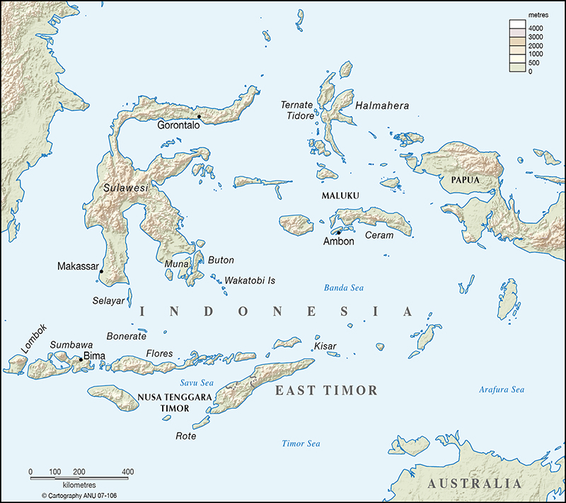 Map of east Indonesia