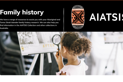 Screen shot of the AIATSIS website family history page